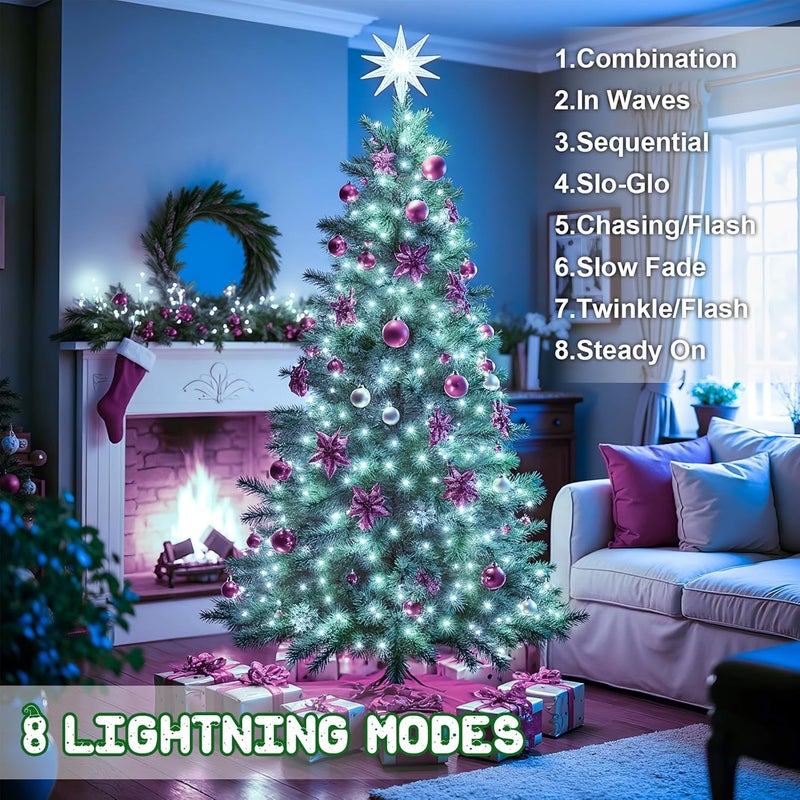FFZZKJ أضواء عيد الميلاد البيضاء الخارجية تعمل بالبطارية سلسلة أضواء إجمالي 100 LED 33 قدم مع مؤقت 8 أوضاع 16.4 قدم * 2 مقاومة للماء للاستخدام الداخلي والخارجي لتزيين عيد الميلاد، أبيض بارد، عبوة 2 - Image 2